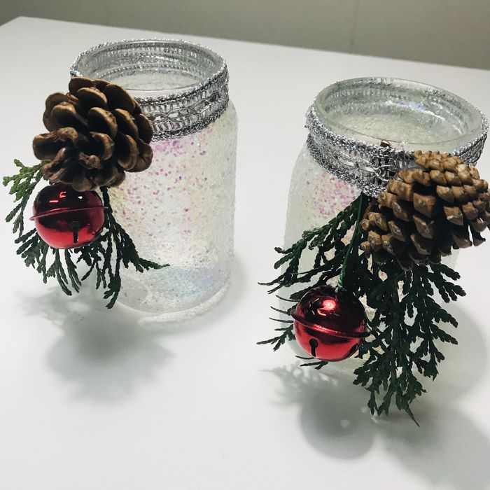 Porta velas com brilho decoraçao natal