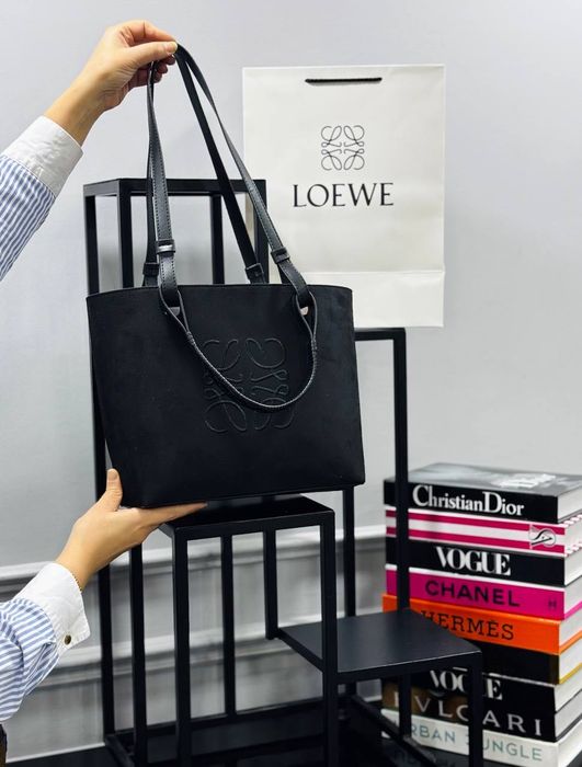 Сумка большая черная женская LOEWE Шопер Люкс качество