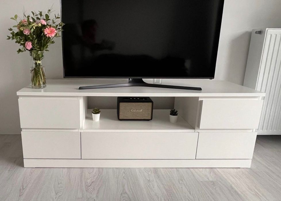 Biała szafka pod telewizor TV RTV MALM IKEA 160x54x48 cm