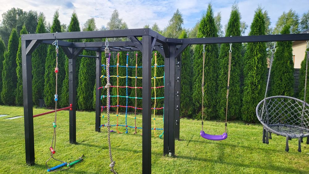 Modu-Box 5 + Gym Box  Drewniany Nowoczesny Modułowy Plac Zabaw