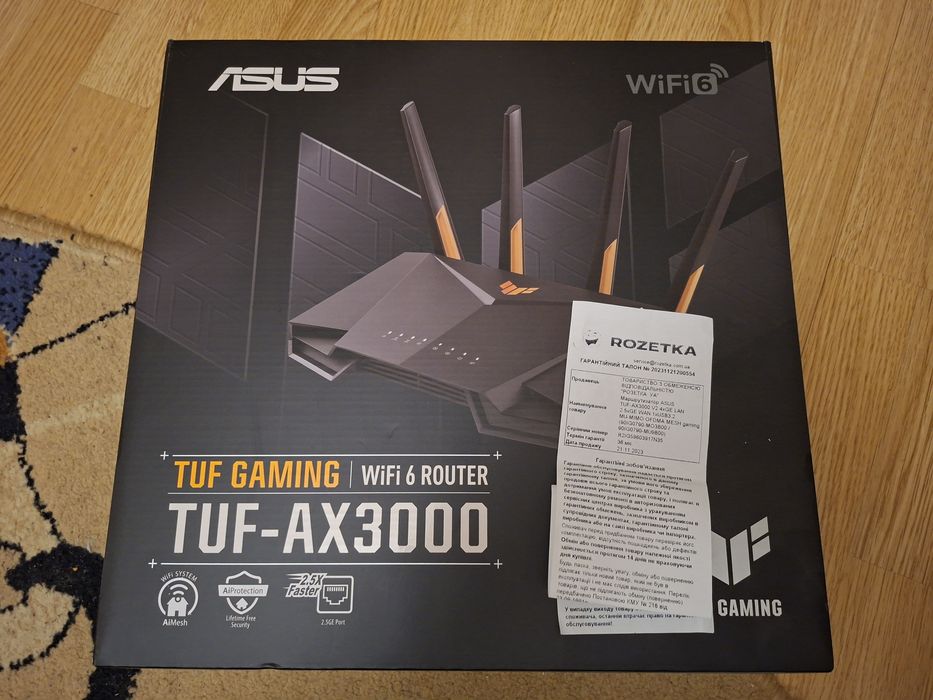 ГАРАНТІЯ ROZETKA ASUS AX3000 V2 TUF WiFi 6 роутер маршрутизатор