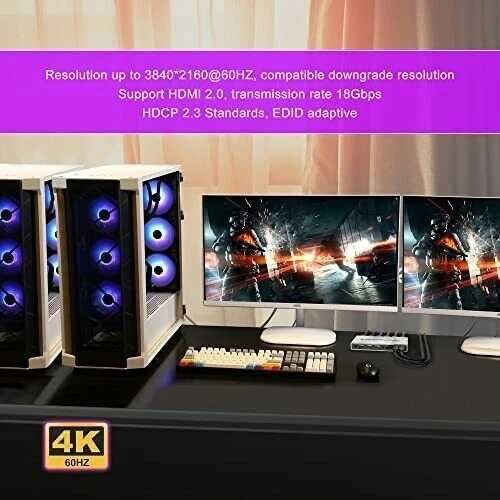 HDMI KVM Switch Dual Monitor 2 Port 4K 60Hz USB KVM Switch HDMi