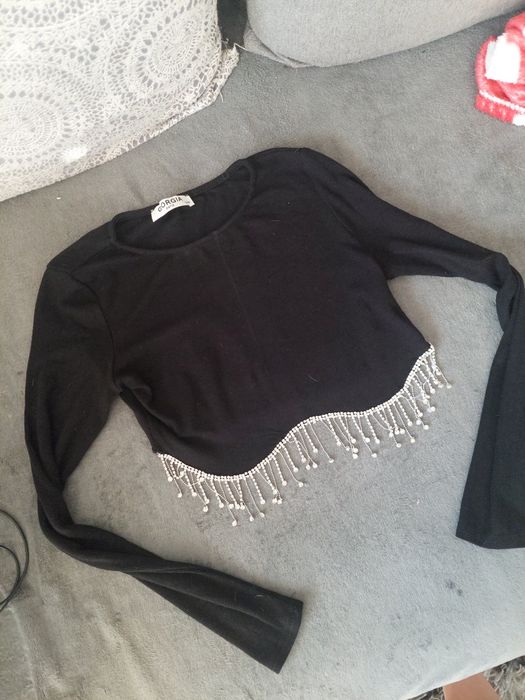 Top crop cyrkonie czarne