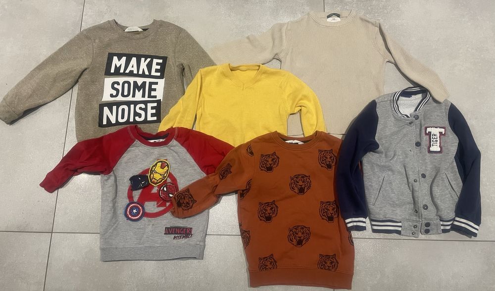 Zestaw bluzy, swetry chłopięce,  Zara, H&M i inne r.110