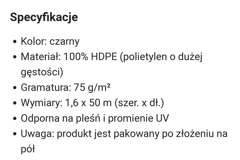 Siatka zacieniajaca czarna