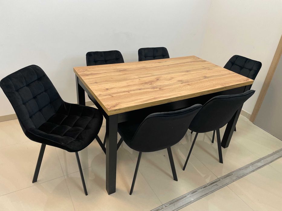 (585) Stół rozkładany + 6 krzeseł, loft, okazja 1550 zł nowy!