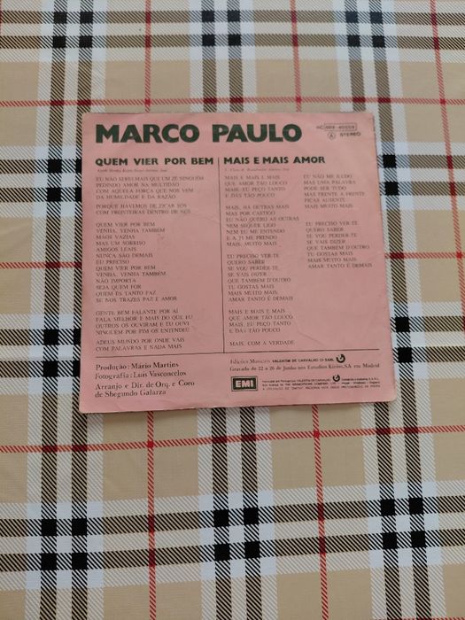 Disco Vinil Single do Marco Paulo