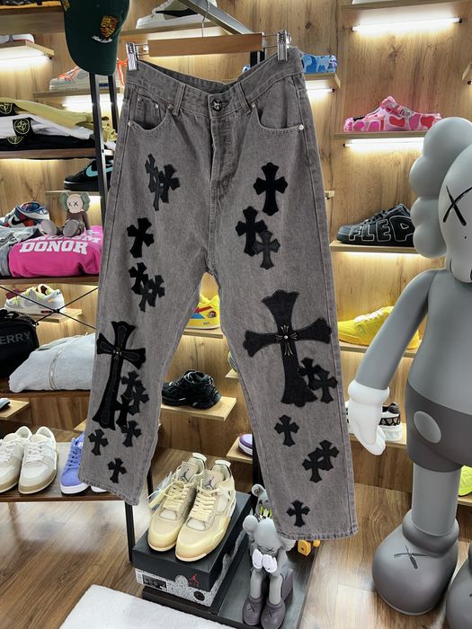Джинси CHROME HEARTS Big Cross Patch Logo Grey
