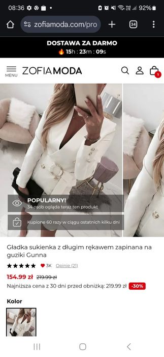 Sukienka z długim rękawem zapinana na guziki