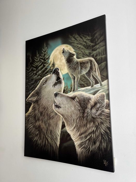 Tela Anne Stokes - Três Lobos Lua Cheia | Nova!