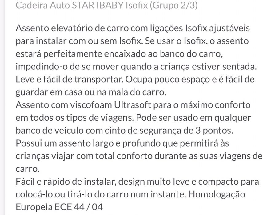 Cadeira auto isofix