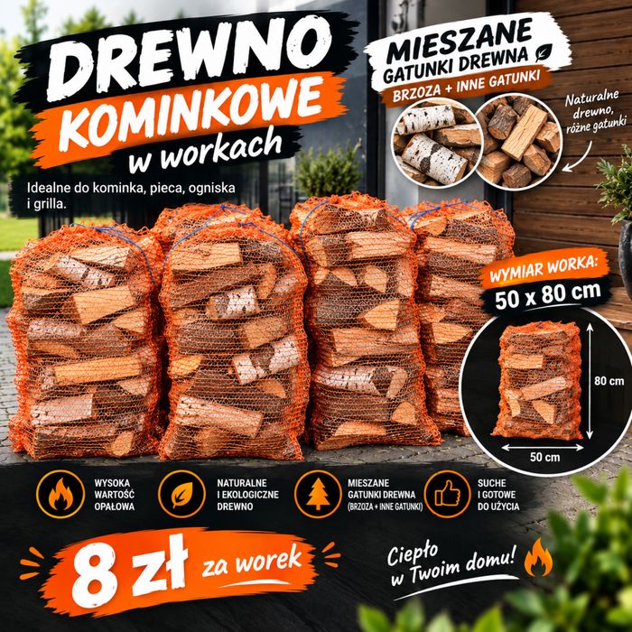 Drewno Drzewo brzoza i inne workowane 50x80