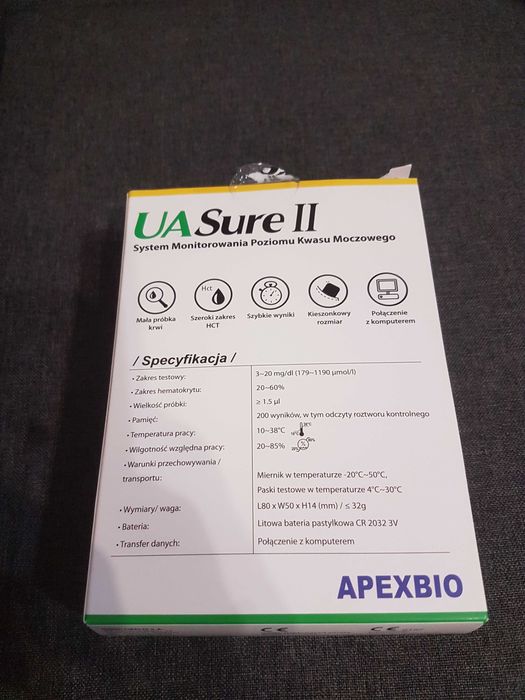 System monitorowania kwasu moczowego we krwi UASure2 + 25 pasków test.