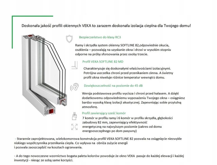 Okno PCV VEKA 2x Antracyt RU 550x1400 Płock
