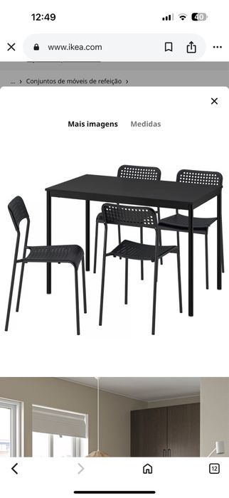 Mesa e 4 cadeiras IKEA, preto preto/preto, 110x67 cm