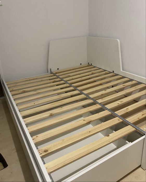 IKEA łóżko Flekke 80–160x200 + 2 materace + szuflady | stan bdb