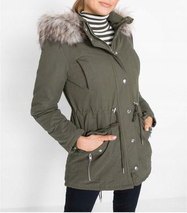 B.P.C parka khaki z futerkiem damska r.46