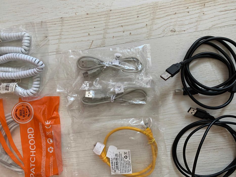 Zestaw kabli RJ10, USB, telefoniczny, drukarkowy, sieciowy