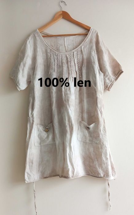 Made in Italy włoska sukienka lniana len L/XL