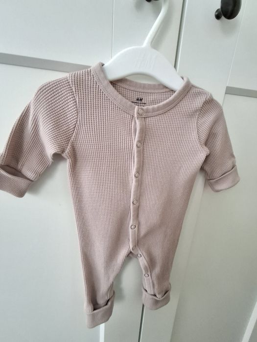 Waflowy rampers pajac brudny róż 56 h&m