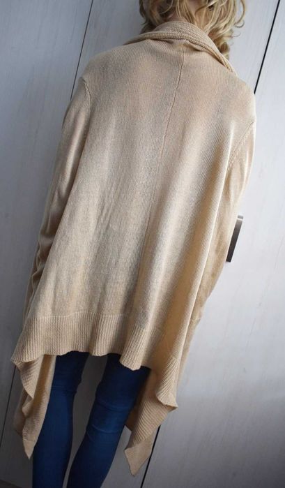 Sweter 38 M kardigan waterfall asymetryczny narzutka H&M dzianinowy