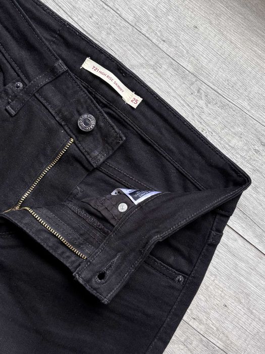 Levi's 721 W25 L32 Spodnie Jeansy Damskie Czarne Rurki Wysoki Stan