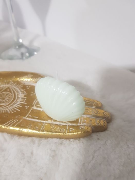 Velas branco, verde garrafa claro