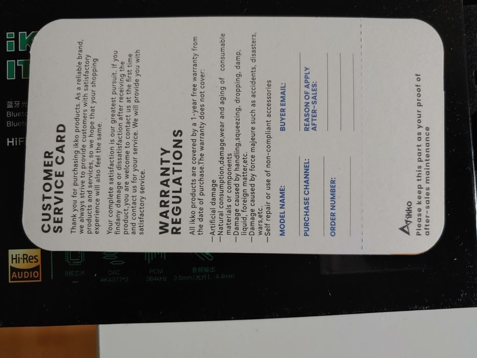 Ikko ITB03 odtwarzacz przenośny bezprzewodowy Hi res Audio