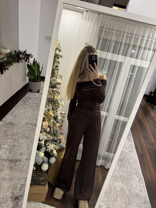 Костюм коричневий шоколадний штани кофта як zara s