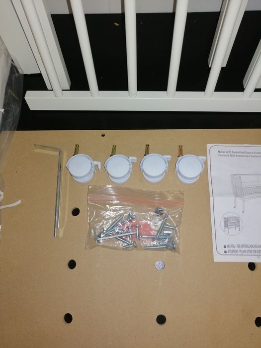 Łóżeczko dostawne model 2283,Beistellbett Sophie, sosnowe, białe.