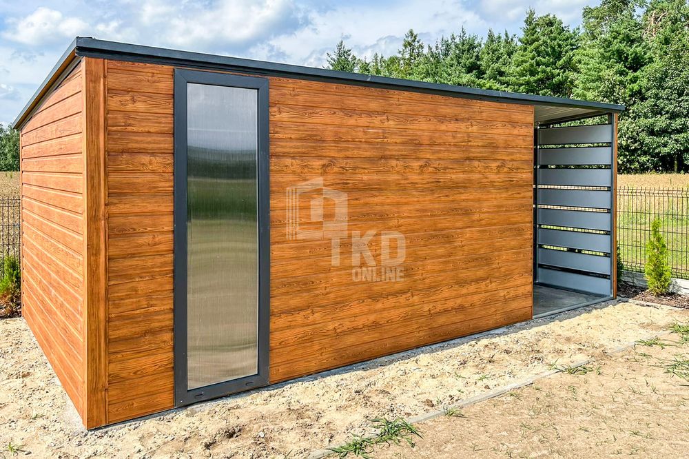 Schowek Domek Ogrodowy 4X3M + Wiata 2M Drzwi Okno Dach Tkd280