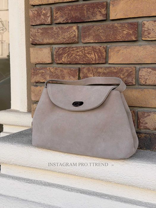 Замшева жіноча сумка, натуральний замш , молочна сумка