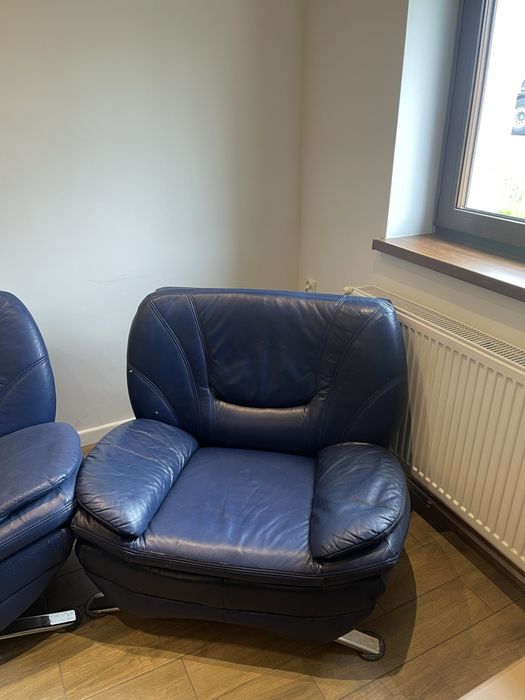 Wypoczynek sofa skórzana niebieska