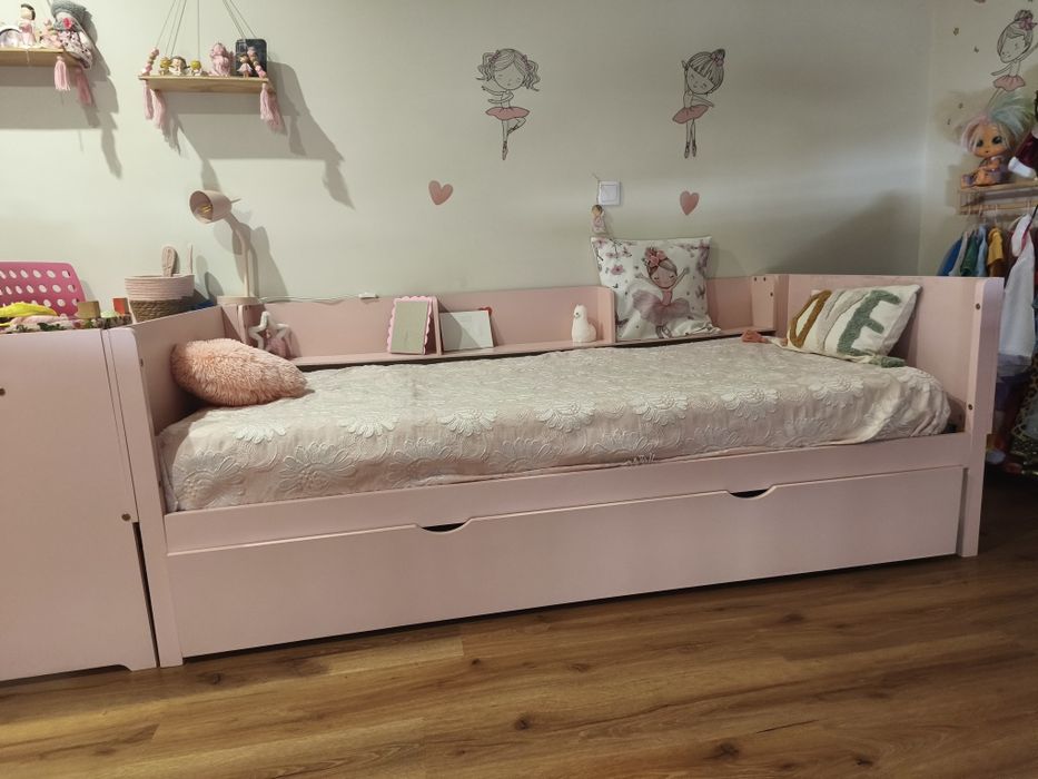 Cama dupla solteiro rosa