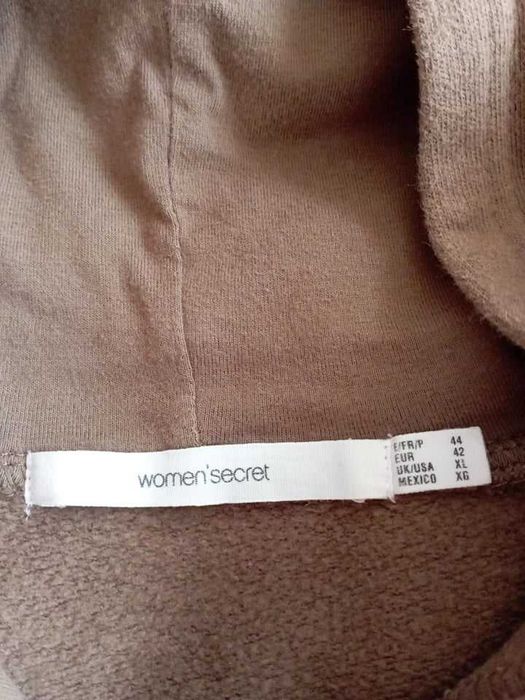 Camisola Desportiva Castanha com Carapuço e Bolso Cardada Women'Secret