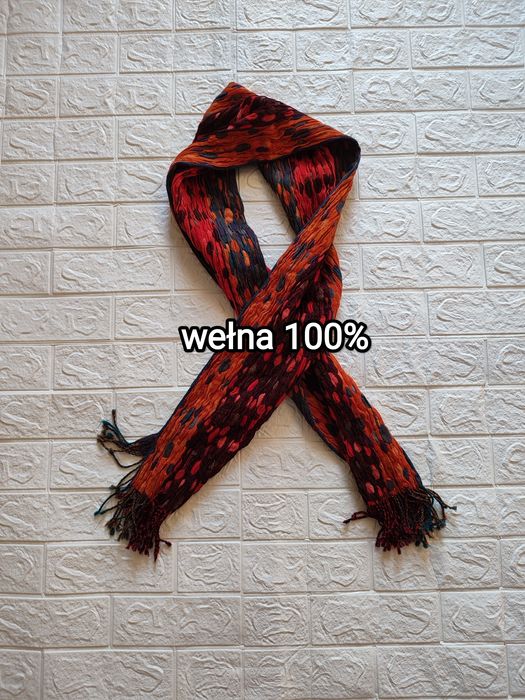 Wełniany szalik Codello 100% wool wełna lana pomarańczowy czerwony brązowy 180/23