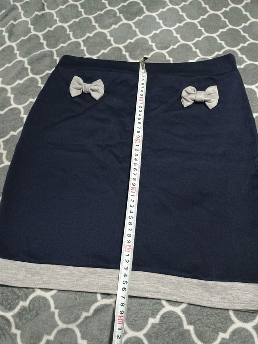 Spódniczka spódnica elegancka szara granat kokardki r. 38 M