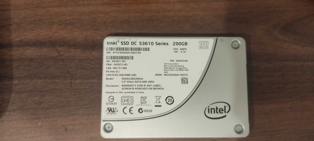SSD Intel DC S3610 200GB Enterprise - Saúde 100%