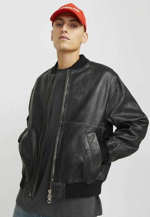 Blusão de verdadeiro couro de vaca Jack & Jones