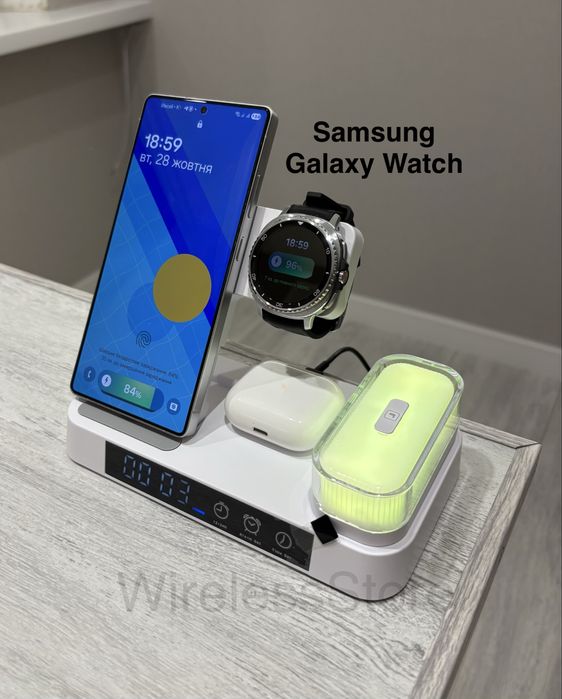 Безпроводная зарядка Samsung 30w 5 в 1 Бездротова Док-Станция Apple