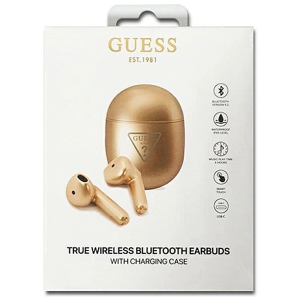 Słuchawki bezprzewodowe Guess Triangle Logo Bluetooth TWS - złote