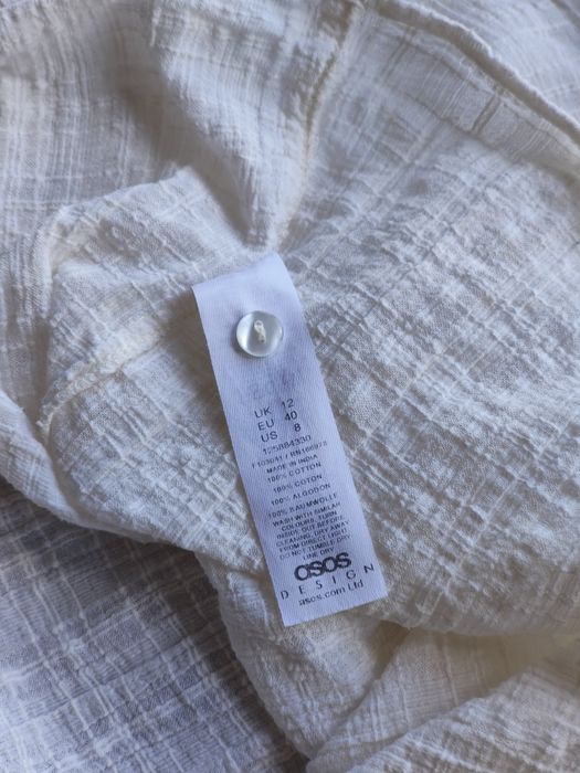 Муслінова літня блузка ASOS DESIGN з об'ємними рукавами буфами, 100% бавовна, розмір M-L (UK 12)