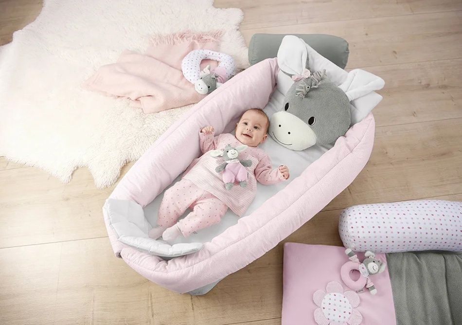 Duże przytulne gniazdko Osiołek Emmi dla dzieci.0-36miesiecy.