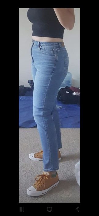 American Eagle mom jeans 38 M niebieskie proste jeansy