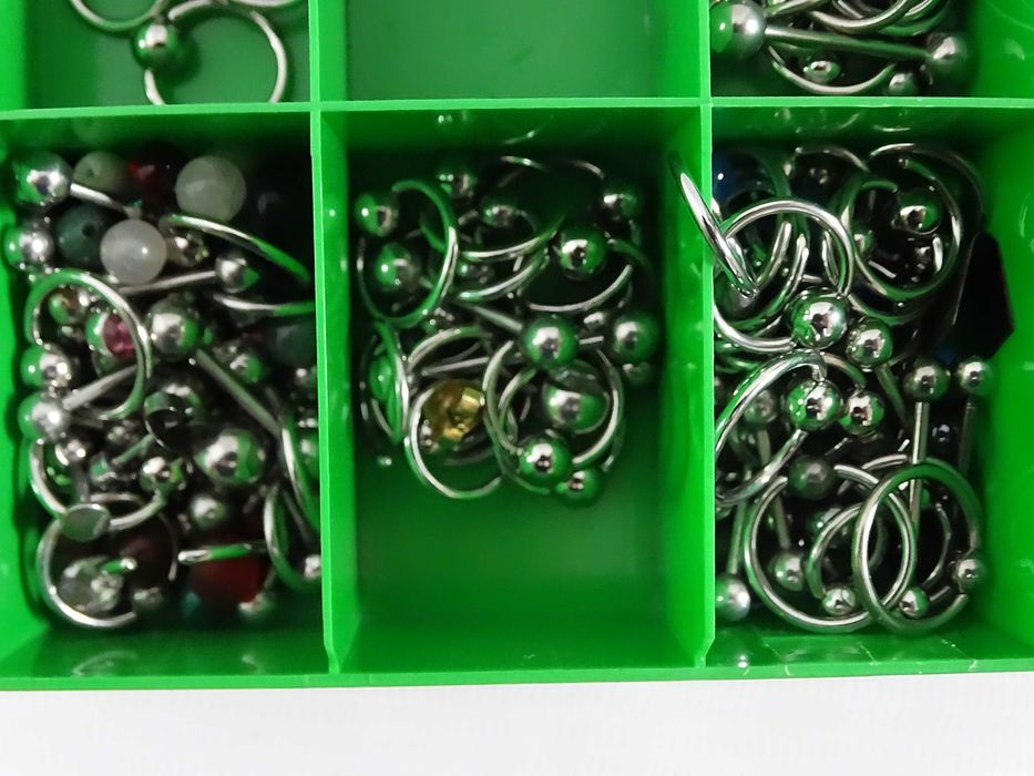 MEGA ZESTAW Piercing: 70+ kolczyków do nosa + Labrety, BCR, Podkowy + Organizer