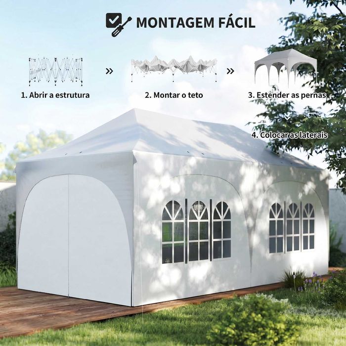 Tenda dobrável 3x6 m com 6 painéis removíveis e bolsa