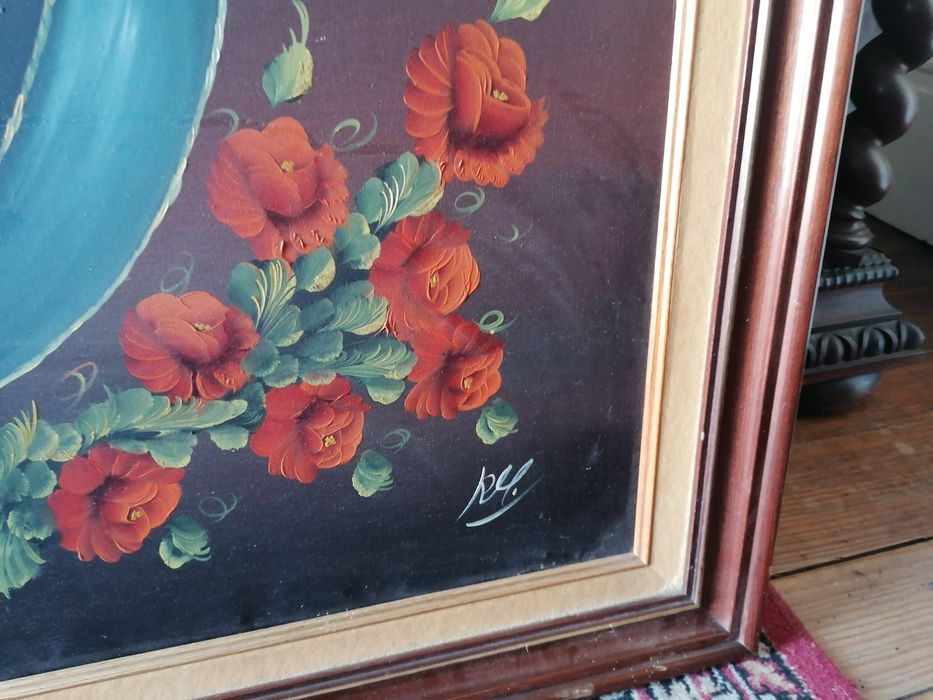 Quadro pintado a óleo valsa das rosas