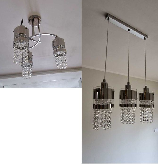 Zestaw dwóch lamp, żyrandol, lampy sufitowe + GRATISY