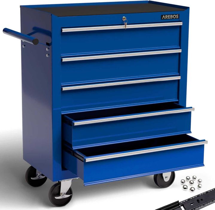 Carrinho de ferramentas com 5 gavetas e Tapetes antiderrapantes