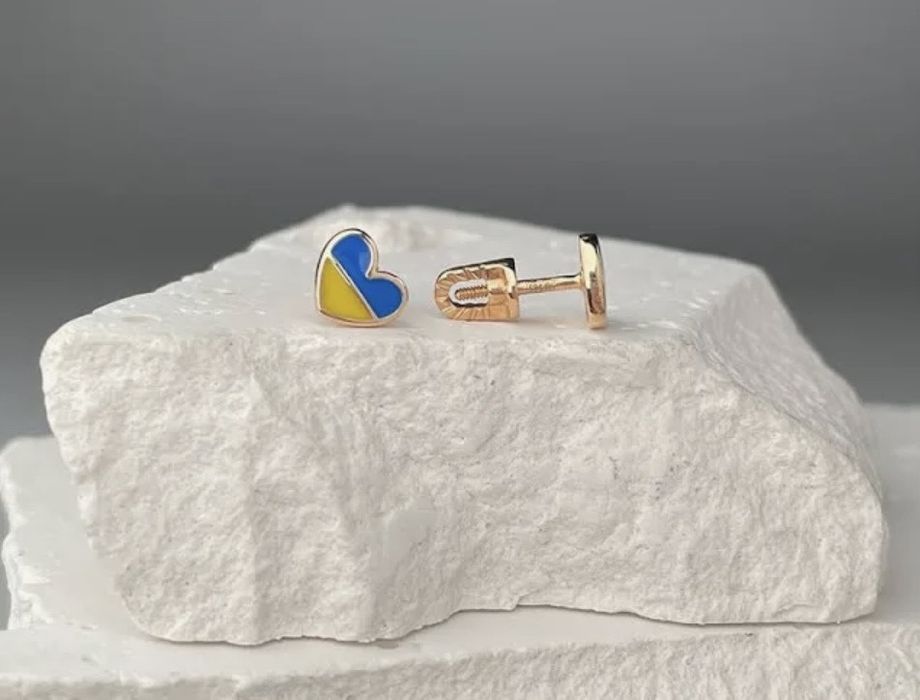 Сережки патріотичні в вгляді сердець